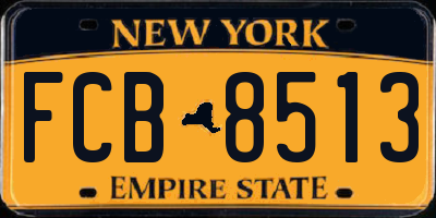 NY license plate FCB8513