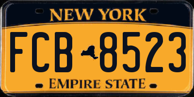 NY license plate FCB8523