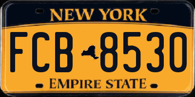 NY license plate FCB8530