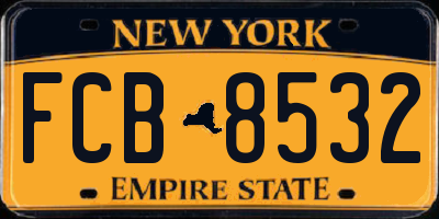 NY license plate FCB8532