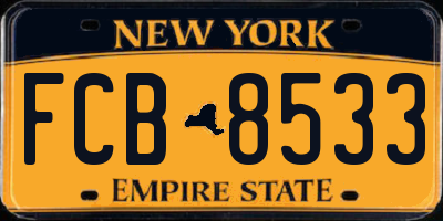 NY license plate FCB8533