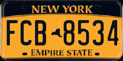 NY license plate FCB8534