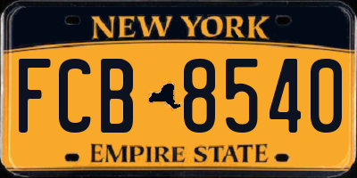 NY license plate FCB8540