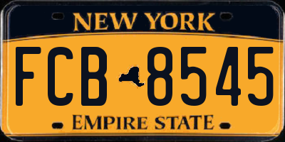 NY license plate FCB8545