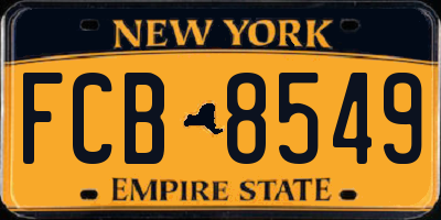 NY license plate FCB8549