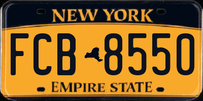 NY license plate FCB8550