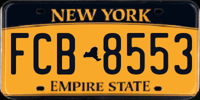 NY license plate FCB8553