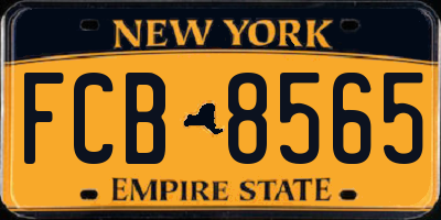 NY license plate FCB8565