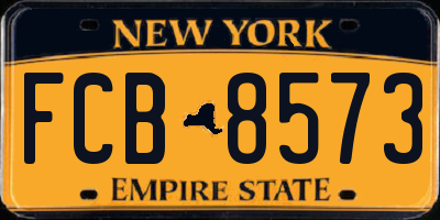 NY license plate FCB8573