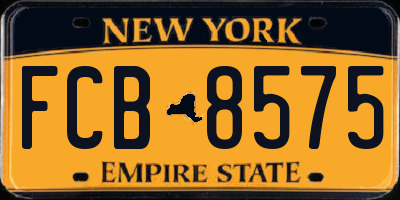 NY license plate FCB8575