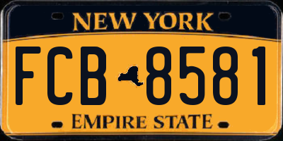 NY license plate FCB8581