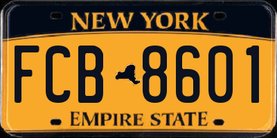 NY license plate FCB8601