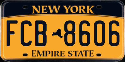 NY license plate FCB8606
