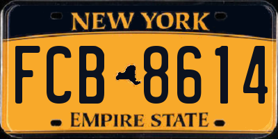NY license plate FCB8614