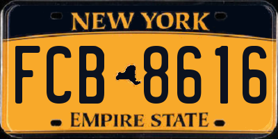 NY license plate FCB8616
