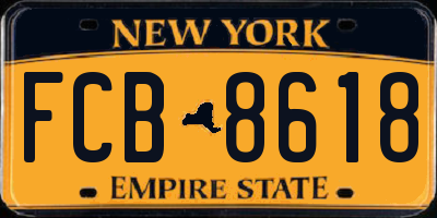 NY license plate FCB8618