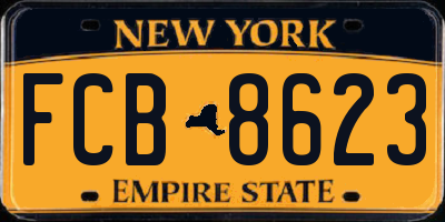 NY license plate FCB8623