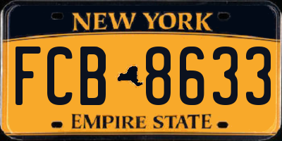 NY license plate FCB8633
