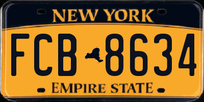 NY license plate FCB8634