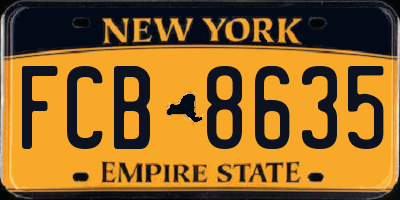 NY license plate FCB8635