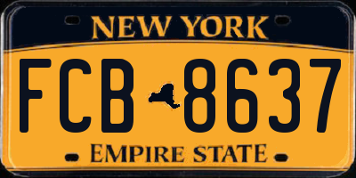NY license plate FCB8637