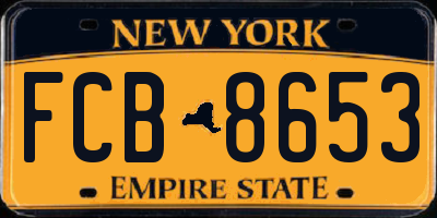 NY license plate FCB8653