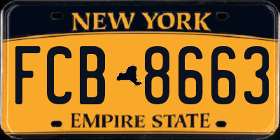 NY license plate FCB8663