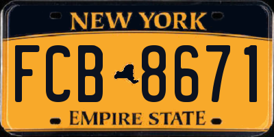 NY license plate FCB8671