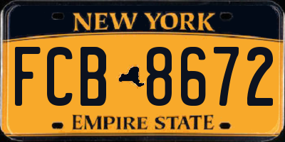 NY license plate FCB8672