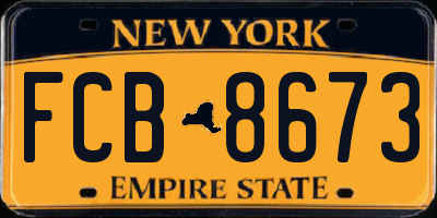 NY license plate FCB8673