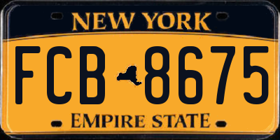 NY license plate FCB8675