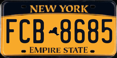 NY license plate FCB8685