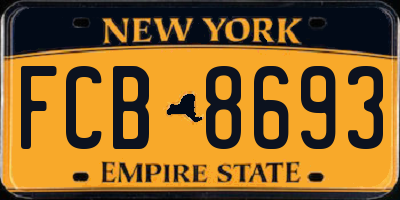 NY license plate FCB8693