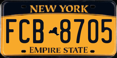NY license plate FCB8705