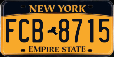 NY license plate FCB8715