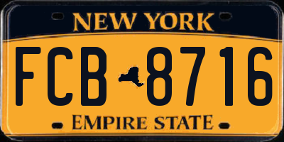 NY license plate FCB8716