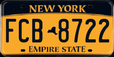 NY license plate FCB8722