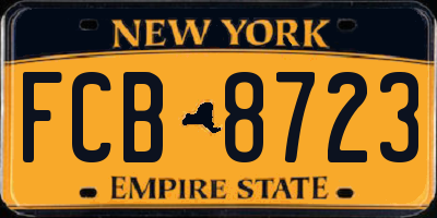 NY license plate FCB8723