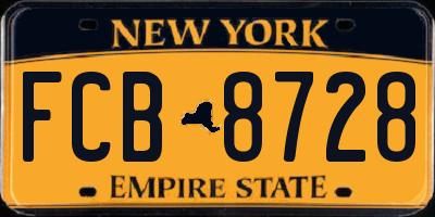 NY license plate FCB8728