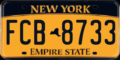 NY license plate FCB8733