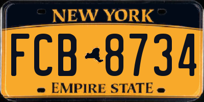 NY license plate FCB8734