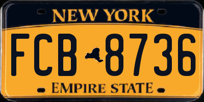 NY license plate FCB8736