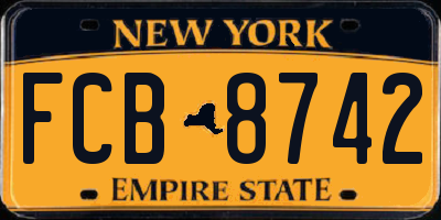 NY license plate FCB8742