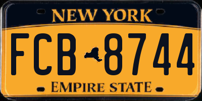NY license plate FCB8744