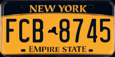 NY license plate FCB8745