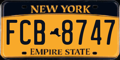 NY license plate FCB8747