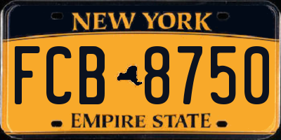 NY license plate FCB8750