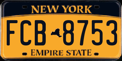 NY license plate FCB8753