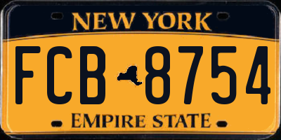 NY license plate FCB8754