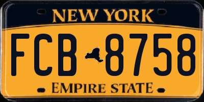 NY license plate FCB8758